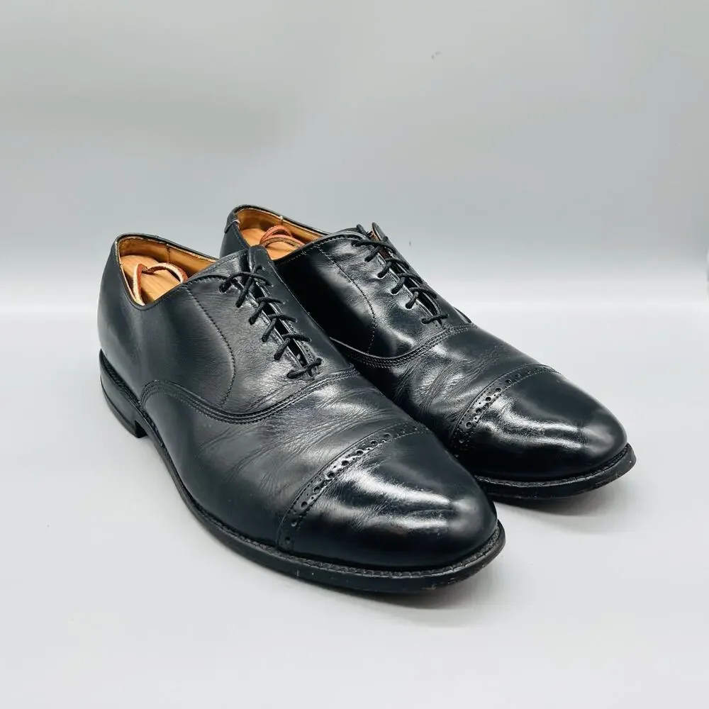 Allen Edmonds Shoes Mens 10.5 Black Leather Byron Cap Toe Oxford Dress Classic